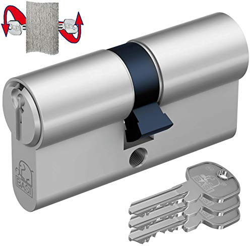 BASI 5200–0000–30/30 mm Profil-Doppelzylinder mit Notfall Funktion – Nickel, Silber, 5200-0505