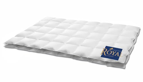 HANSKRUCHEN® Royal Daunendecke 155x200 cm - Extra leicht / Sommer - Made in Germany Kassettendecke aus 100% Gänsedaunen - Allergiker geeignet