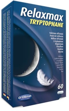 Orthonat - Relax Max + L-Tryptophane - Complément Alimentaire Sommeil Réparateur - 150 mg d’Extrait de Pavot de Californie, 125 mg d’Extrait de Valériane par Gélule - 60 Gélules