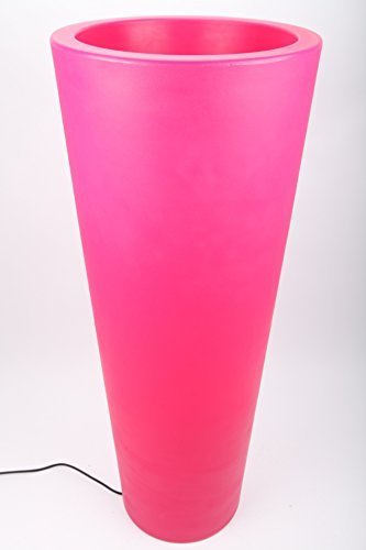point-garden Beleuchteter Blumentopf aus Kunststoff, Pflanzkübel pink