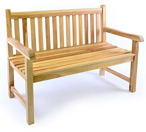 Divero 2-Sitzer Gartenbank Catania aus Teak-Holz, unbehandelt – Farbe: Natur-Braun