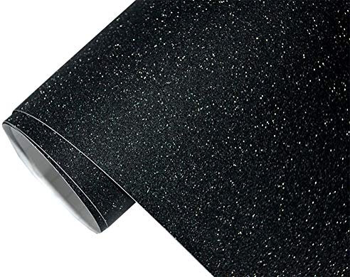 Neoxxim 8,5€/m2NEOXXIM Premium Auto Folie - Glitzer SCHWARZ RAU MATT 500 x 150 cm - blasenfrei Lackfolie Möbelfolie