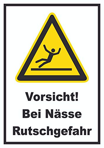HB-Druck Vorsicht Bei Nässe Rutschgefahr Schild A4 Rückseite selbstklebend