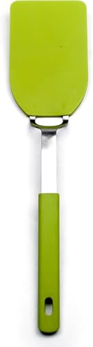 RSVP International Kitchen Tool Collection Flexible Nylon Spatula, Stainless Steel Handle, 12x2.75, Green
