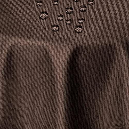 DecoHomeTextil Leinen Optik Tischdecke Rund 140 cm Dunkelbraun | wasserabweisend, fleckenabweisend, abwaschbar, Lotuseffekt