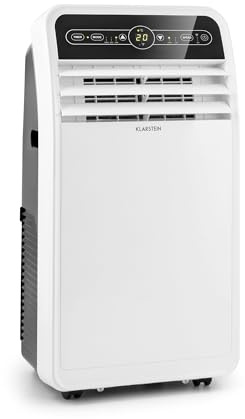 Klarstein Mobile Klimaanlage mit Abluftschlauch, 4-in-1 Klimagerät mit Ventilator, Luftentfeuchter & Nachtmodus, Kleine & Portable Klimaanlage für Wohnung & Büro, Niedriger Verbrauch, 9000 BTU