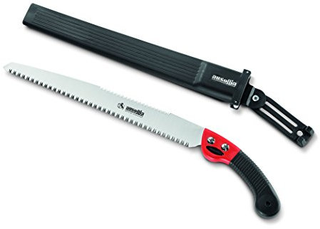 AUSONIA - 34198 TURBO GARTENSAGE KLAPPSAGE BAUMSAGE ASTSÄGE MIT VERSTÄRKTEM RUTSCHFESTEM GRIFF UND 33 MM LANGEM, CHROMATIERTEm UND IMPULSGEHÄRTETEM DOPPELZAHN-SÄGEBLATT