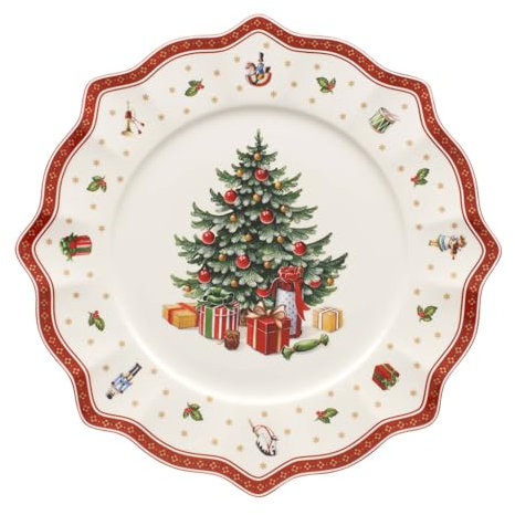 Villeroy & Boch - Toy's Delight Piatto Segnaposto Rosso,Bianco, Adatto per Microonde, Piatto Ceramica Natale, Decorazione Natalizie, Porcellana Premium