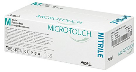 Ansell Medical 700154 Examination Glove, Non-Sterile, Nitrile Powder-Free, Micro-Touch, Large (Pack of 150)