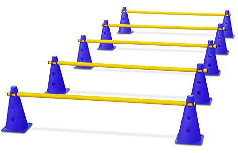 HAEST Steckhürdenset - Agility Set Hunde - Cavaletti für Pferde & Hunde - 15-Teilige - Fußball Trainingszubehör - Hindernisse Hobby Horsing