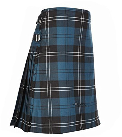 The Scotland Kilt Company Men's Kilt 8 Yard Scottish Tartan Polyviscose Kilt - Ramsay Blue Ancient - Adjustable Buckle Comfortable Fit - 30-32”