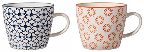 Bloomingville Tassen Kristina, orange saphirblau, Keramik, 2er Set