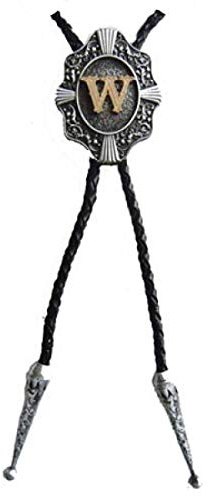 Piratenladen Western Bolo Tie mit Buchstabe W, 24 ct Goldauflage, Bolotie