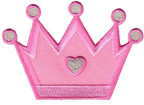 PatchMommy Prinzessin Krone Aufnäher zum Aufbügeln für Kinder, 6,5 x 9 cm | Gesticktes Bügelbild, Patch & Applikation für Baby- und Kinderkleidung & Rucksäcke – zum Aufbügeln oder Aufnähen