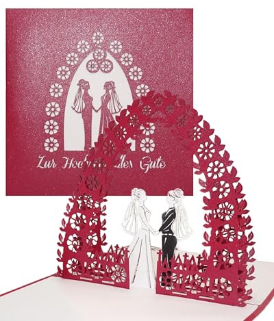 Cologne Cards - Hochzeitskarte Lesbian Wedding, Lesbische Hochzeit, edle 3D Pop Up Karte - Mrs. & Mrs.