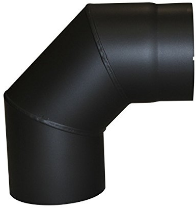 KaminoFlam Coude de Raccordement de Cheminé, Tuyau de Poêle Coudé 90° en Acier Laqué Senotherm, Ø env. 150 mm, Noir