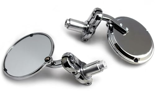 Coppia Alluminio Cromato Rotondo Specchietti Manubrio - Per 99% Of Moto