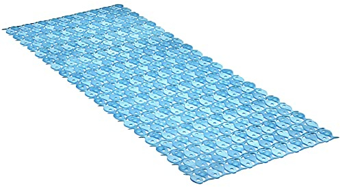 Tatay Alfombra de Bañera Antideslizante de PVC con Ventosas, Resistentes a Moho y Microbios, Anti-Bacteriano, Diseño Piscis, Azul. Medidas 97 x 36 cm