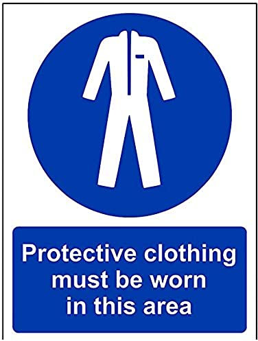 vsafety 41067 an-r SCHUTZKLEIDUNG zu tragen, in diesem Bereich Pflicht Schutzbekleidung Zeichen, starrer Kunststoff, Hochformat, 150 mm x 200 mm, blau