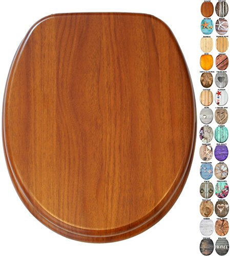 Sanilo Abattant WC, Grande sélection de lunettes de toilette en bois, Finition de haute qualité, Charnières robustes, Fixation facile (Acajou)