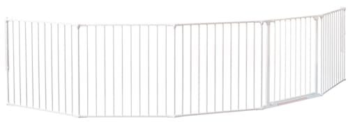 BabyDan Flex XXL, 90-350 cm, Kaminzaun/Treppengitter/Raumteiler/Kaminumrandung, Weiß, Hergestellt in Dänemark - Kinderschutzgitter/Sicherheitsgitter (Haustiergitter/Hundegitter/Hundespielgehege)
