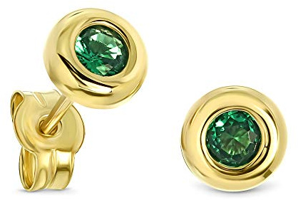 Miore Ohrringe Damen Gold, 9 Karat 375 Weißgold/Gelbgold Ohrstecker Solitär Rubin/Smaragd/Saphir/Zirkonia Schmuck Damen Handgemacht