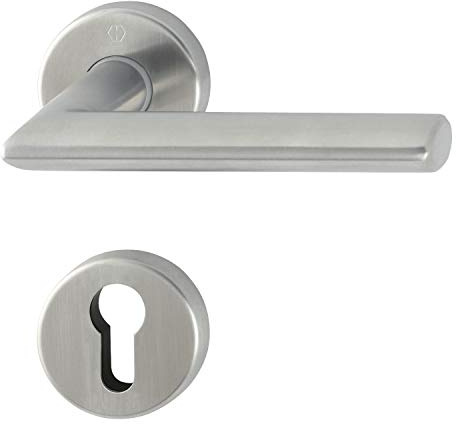 HOPPE 3530007 FH-Drückergarnitur Stockholm-auf Rosette, PZ, 40-45, SST, Edelstahl matt