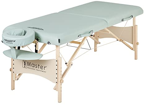 Master Massage 71cm Wide Lightweight Paradise Wood Portable Massage Table W/Carry Case, Capacity: 300kg Massage Couch Beauty Bed Tattoo Table, Mint Green