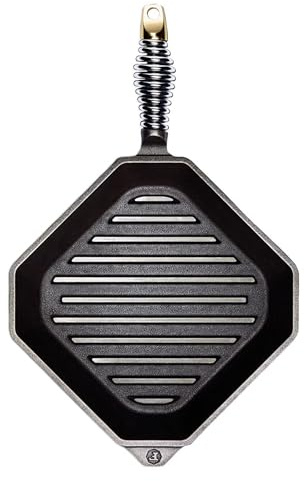 Finex USA – Poêle grill en fonte naturelle 30x30cm – Tous feux dont induction – Made in USA