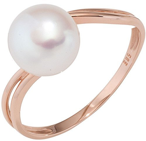 Ring Damenring mit Süßwasser-Zuchtperle weiß 585 Gold Rotgold Perlenring, Ringgröße:Innenumfang 52mm ~ Ø16.6mm