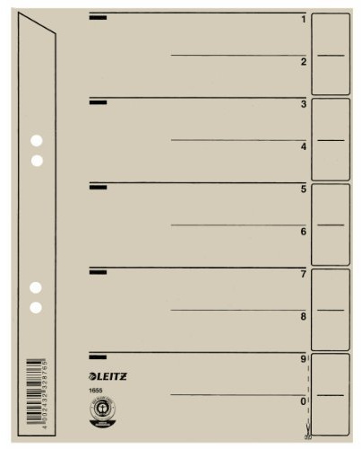 Leitz Trennblatt, A5, Karton, grau 2x 100 Stück