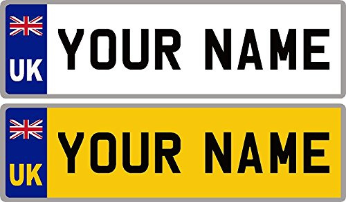 UK Flag Union Jack Personalised Waterproof Self-Adhesive 14 x 4 cm Number Plate Stickers For Childrens Kids Ride on Car, Bike, Bedroom Doors, Wheelchair, Mobility Scooter by Ellis Graphix