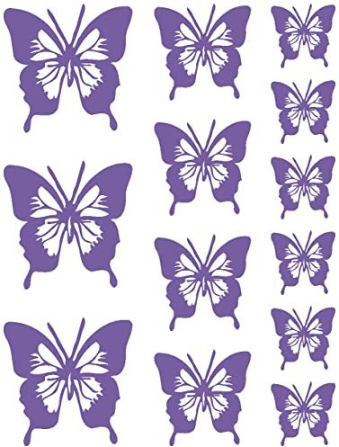 Samunshi® Schmetterling Wandaufkleber Set 8 6x3,5cm4x5cmund3x7cm lavendel