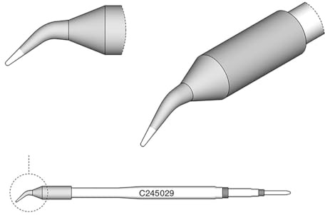 JBC Lötspitze Serie C245, Rundform, C245029/Ø 0,4 mm, gebogen C245029 (Lötkartusche Lötpatrone Loetspitze Loetkartusche Loetpatrone 2245 2045 bleifrei)