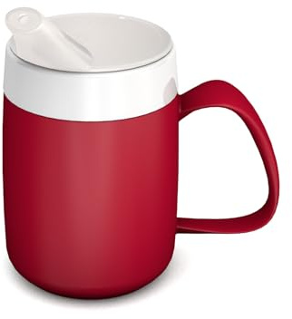 Ornamin Mug with Internal Cone 140 ml Red with Spouted Lid with Small Opening (Model 207 + 806) | Drinking aid, Thermo Mug, Feeding Cup