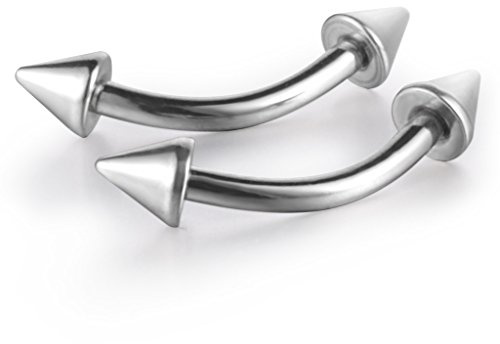Feilok, piercing con barra curva da labbro, sopracciglio e orecchio, in acciaio, in 4 colori, acciaio inossidabile, colore: Silver (1 Pair), cod. ERRHSY0056-Silver