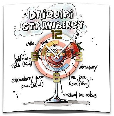 dixtime Wanduhr XXL 3D Optik Cocktail Daiquiri 50x50 cm leises Uhrwerk GQ-030