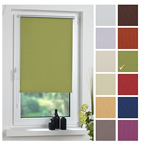 Liedeco® Rollo Klemmfix Thermobeschichtet - 100 x 150 cm apfelgrün (Breite x Höhe) / lichtundurchlässig Blickdicht verdunkelnd stufenlos verstellbar/leichte Innen-Montage ohne Bohren mit Klemmträger