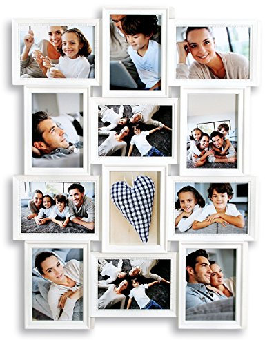 levandeo Bilderrahmen Weiß 12 Fotos 13x18 cm Hochformat Querformat Fotogalerie Collage Fotorahmen Bildergalerie Fotocollage Galerie Wanddeko
