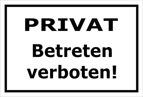 Melis-Folienwerkstatt Schild Privat - Betreten verboten – 15x10 cm – 3mm Aluverbund – Bohrlöcher – mehrere Größen/Materialien
