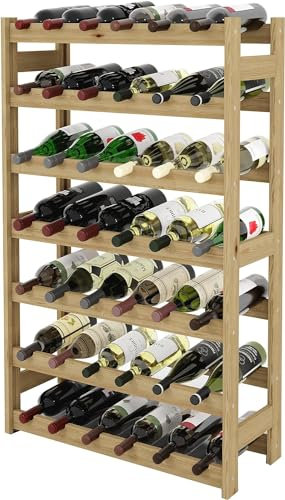 MODO24 Flaschenregal, Weinschrank, Weinständer, Getränkeregal, Weinflaschenhalter, Flaschen Organizer, Weinschrank, Weinregal Holz für 42 Flaschen, Abmessungen 102x63x25 cm, Farben: Naturholz