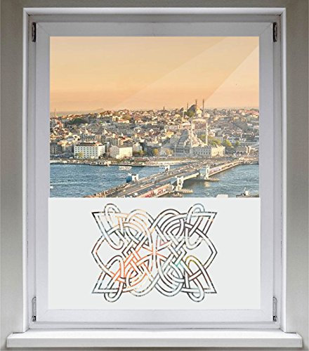 INDIGOS UG Sichtschutzfolie Glasdekorfolie Fensterfolie mit Motiv satiniert Blickdicht - d067 hübsches Ornament Tribal - 1000 mm Länge - 500 mm Höhe Viereck - selbstklebend - matt