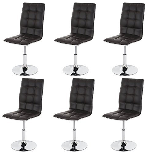Mendler 6er-Set Esszimmerstuhl HWC-C41 Kunstleder FSC® - braun