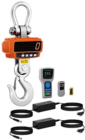 Steinberg Systems - Kranwaage Hängewaage (5 t / 1 kg, kg/lbs Gewichtseinheitenwechsel, Aluminiumdruckgussgehäuse, Akku 6V/4Ah, LED Remote Dispaly + Zubehör) Orange