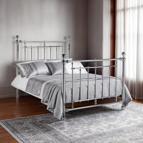 Julian Bowen Empress Metal Bed, Double, Chrome - W145 x D205cm