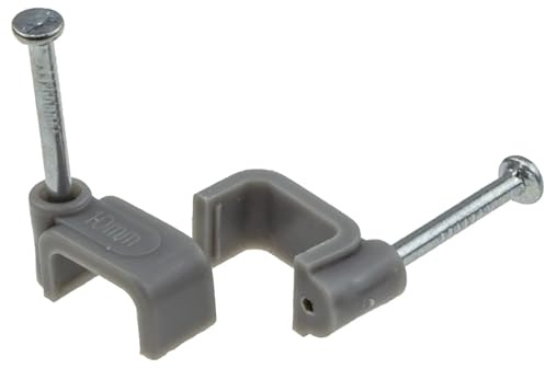 Merriway BH02511 (100 Pcs) Twin and Earth Flat Cable Clip, Grey 2.5 mm - Pack of 100 Pieces