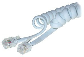 TPFNet 5 Pezzi Cavo Spiralato per Cornetta Telefonica RJ10 / 4P4C Bianco 4 Metri