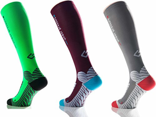 Sport Kompressionsstrumpf under pressure RUNATTACK (Kompression: 18-21mmHg) (grau, Gr. 35-38 (Wadenumfang: 28-38cm))