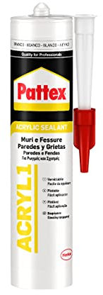 Pattex Sigillante Acrilico Acril One, Poliacrilico in Dispersione Acquosa, Effetto Intonaco, Finitura Ruvida, Uso Interno ed Esterno, Senza Solventi, Aderisce anche su Superfici Umide, Bianco, 300ml