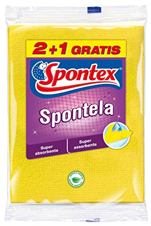 Spontex Spontex Lot de 3 chiffons de cellulose absorbant, bien avec la maille résistant, jaune